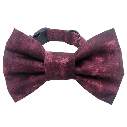 Burgundy Dog Wedding Bow Tie Collar (Matching Set)