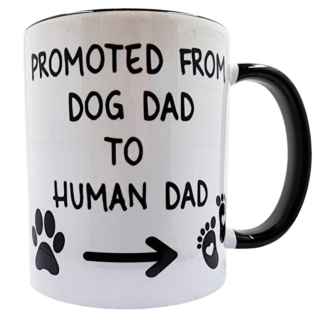 Promoted From Dog Dad To Human Dad - Pregnancy Announcement 11oz Coffee Mug - handmade Pregnancy Announcement Mugs from Styled Up Pup - Shop now at Styled Up Pup