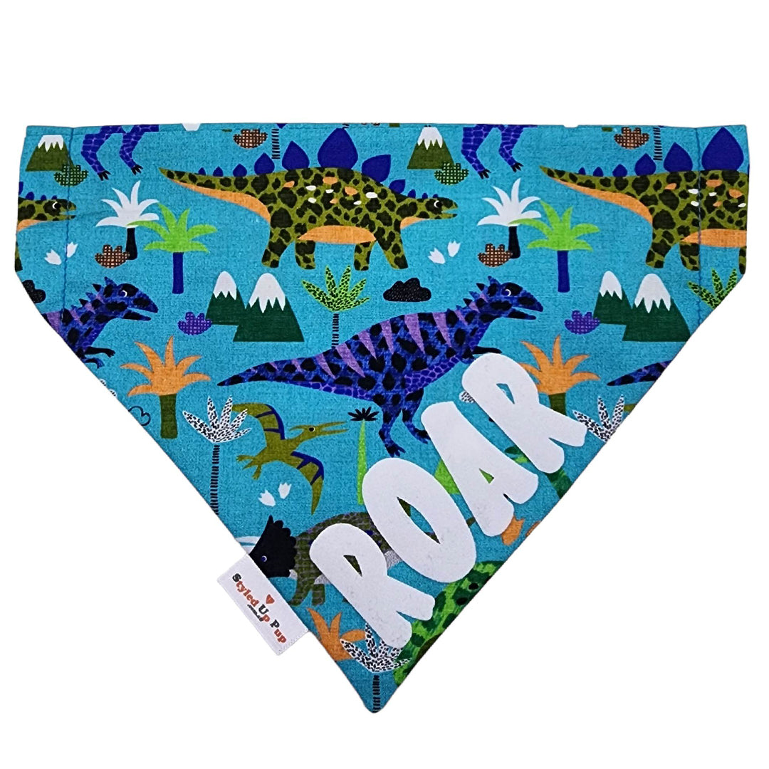 ROAR I'm a Dinosaur Over-The-Collar Dog Bandana - handmade Dog Bandana from Styled Up Pup - Shop now at Styled Up Pup