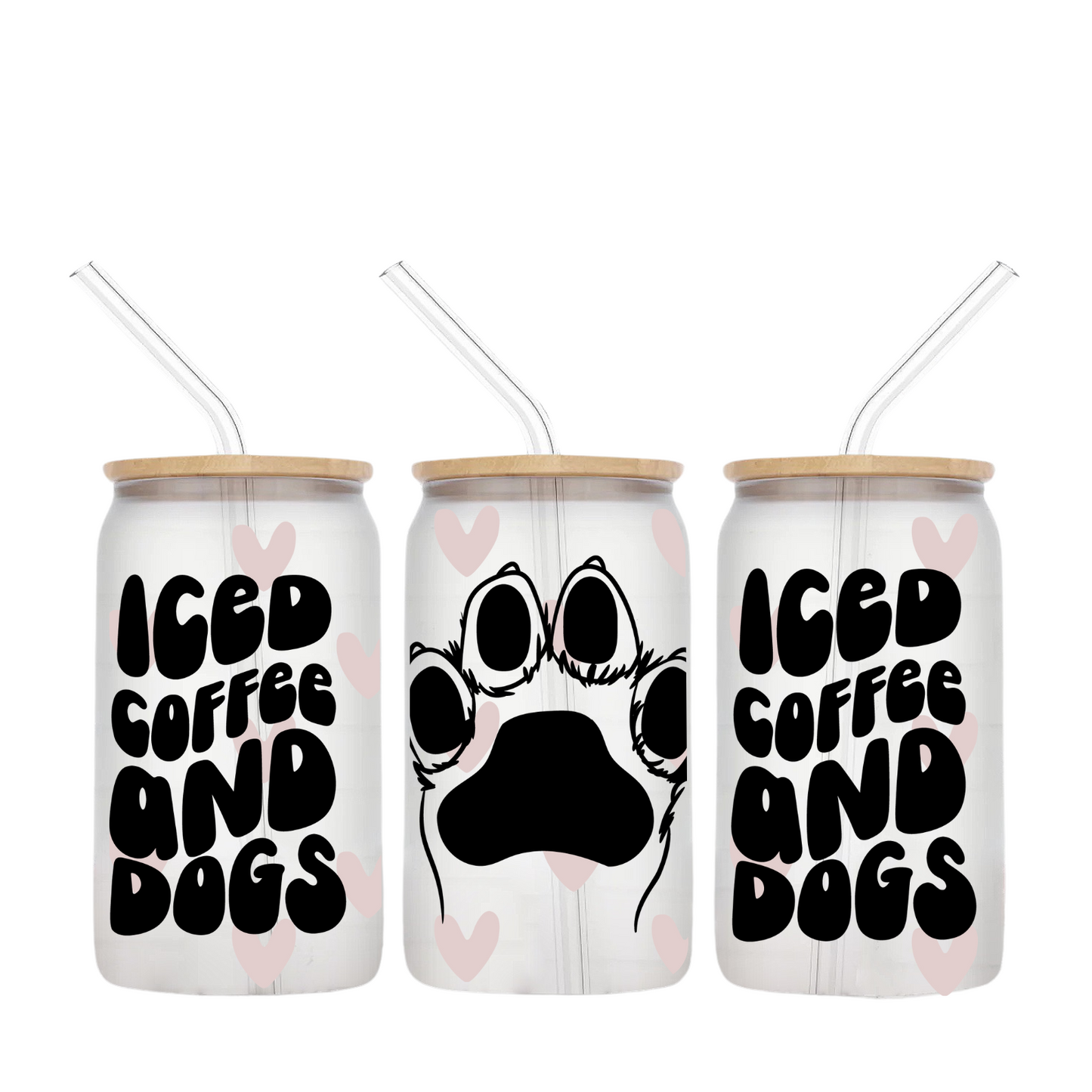 Iced Coffee & Dogs 16oz Libbey Glass Tumbler