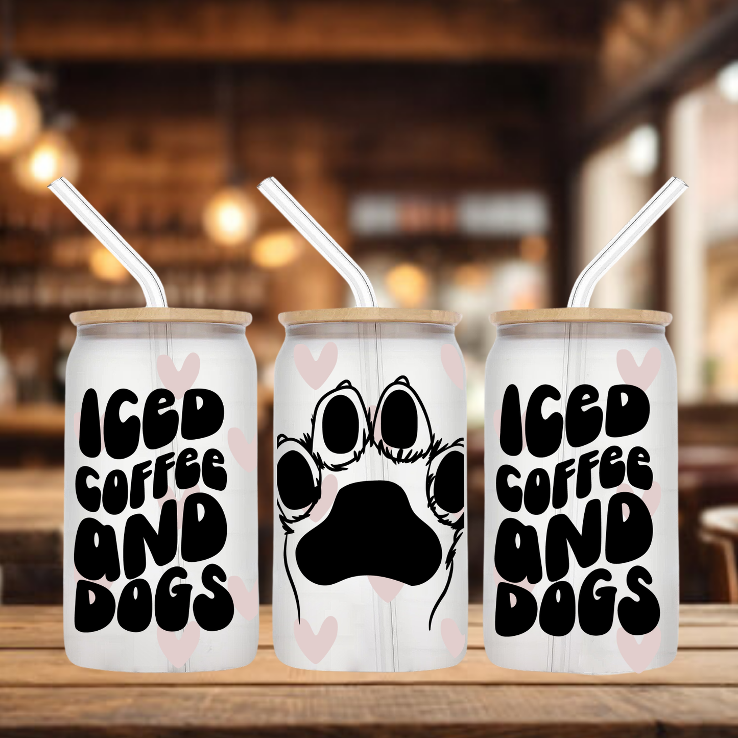 Iced Coffee & Dogs 16oz Libbey Glass Tumbler