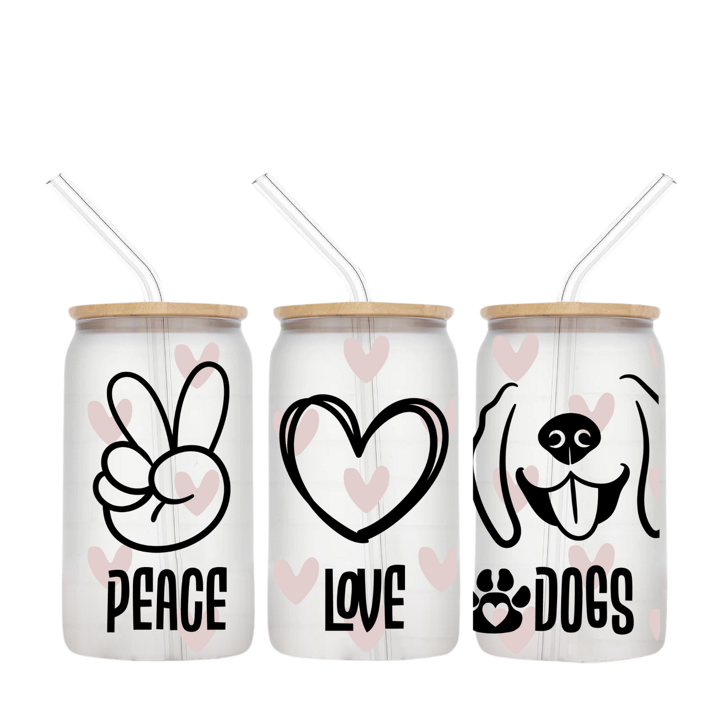 Peace Love Dogs 16oz Libbey Glass Tumbler