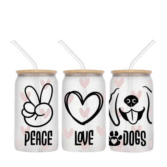 Peace Love Dogs 16oz Libbey Glass Tumbler
