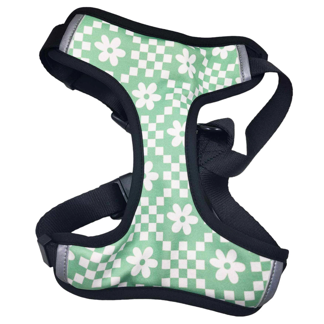 Apple Green Checkered Flower Dog Harness - handmade Dog Harness from Styled Up Pup - Shop now at Styled Up Pup 